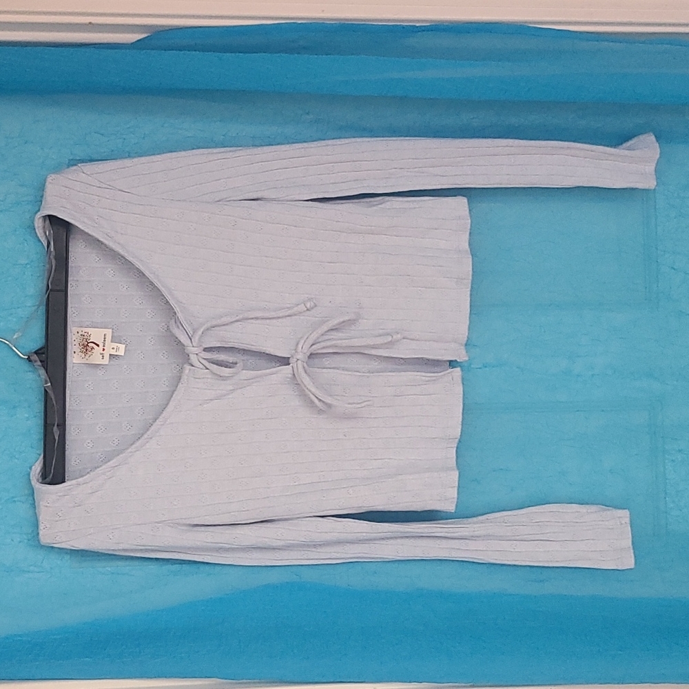 SUPER CUTE crop top sweater in light blue